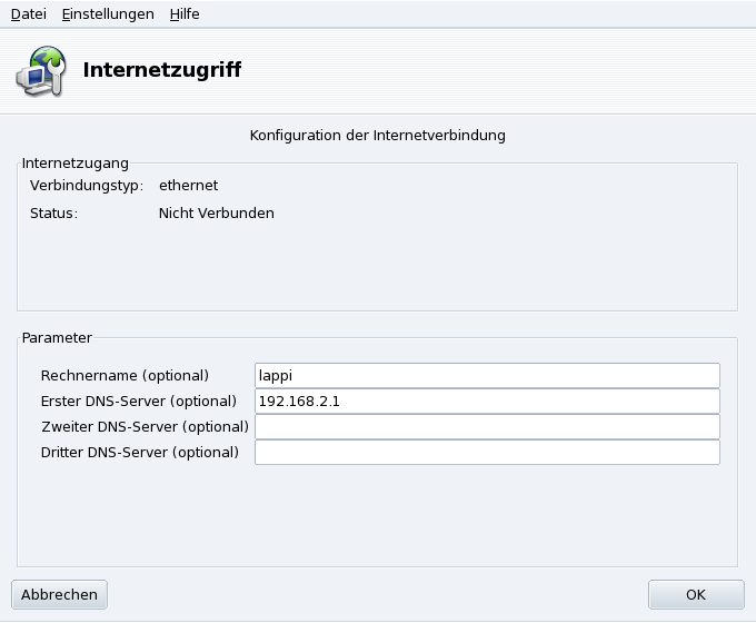 Einrichtung des Internetzugangs