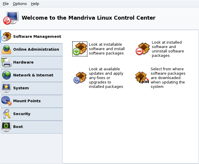 The Control Center's Main Window