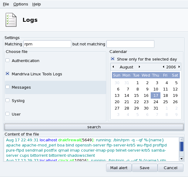 Browsing and Searching through System Logs