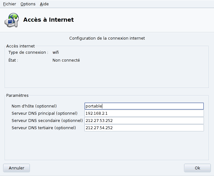 Configuration de l'accès à Internet