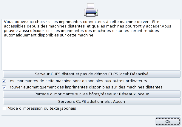 Configuration du serveur d'impressions CUPS