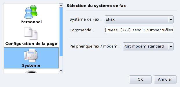 Paramètres du fax